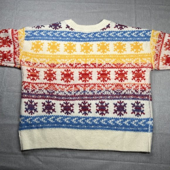 Knit Sweater & Beanie Hat Matching Set Rainbow Colorful Fair Isle PETITE MEDIUM - Picture 7 of 11